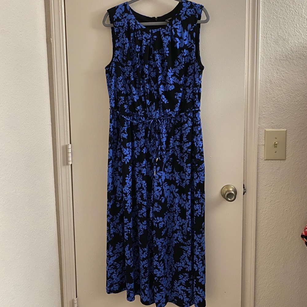 Roz & Ali Dressbarn Plus Sz 18 Blue & Black Floral 1 pc Pro Jumpsuit Dress Barn